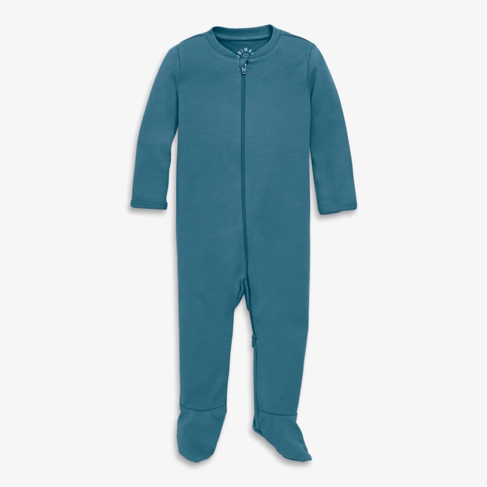 Primary zip footie - in color slate blue